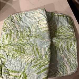Tropical Leaf Print Quilted Pillow Shams. Set of 2